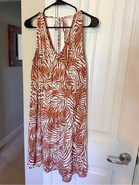 Soma White and Rust Zebra-Print Sleeveless Dress-WORN ONCE